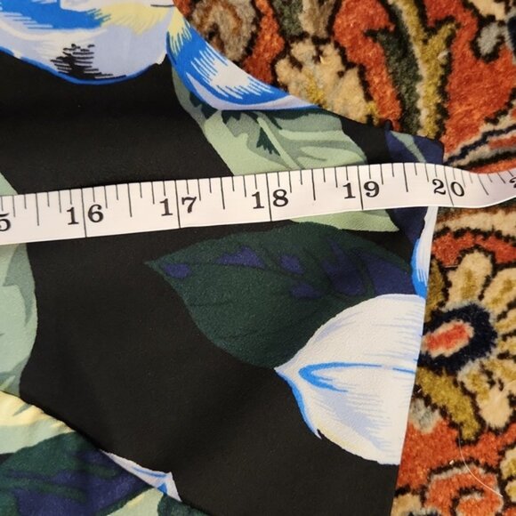 Banana Republic Navy Floral Hawaiian Strappy Dress Lined Asymmetrical 12 Tall - Picture 11 of 16